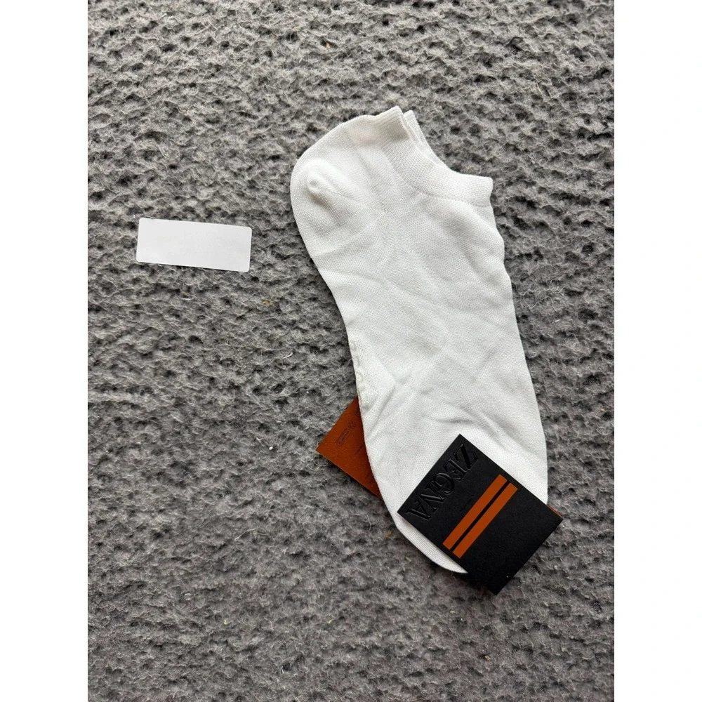 NWT Zegna Pure Freshness Stretch Cotton Sneakers Socks White Size 43-46 Unisex